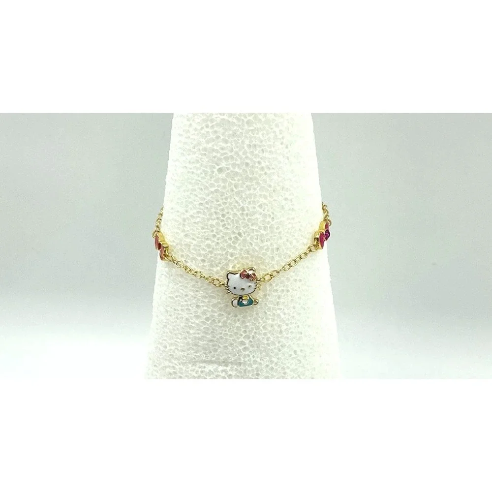 Hello Kitty Bracelet With Bows Gift Boxed Adjustable Gold Flash Plated Sanrio